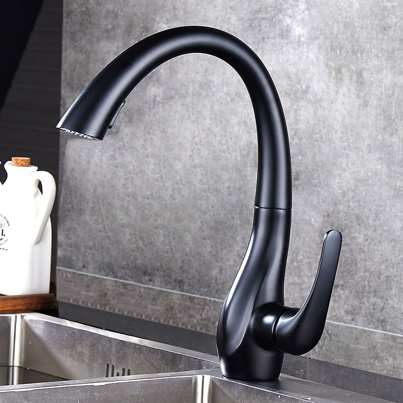 Kitchen Appliances White - BAKALA เดี่ยวดึงออกก๊อกน้ําห้องครัวเงิน 360 หมุนสีดําอ่างล้างจาน TAP BR-8820