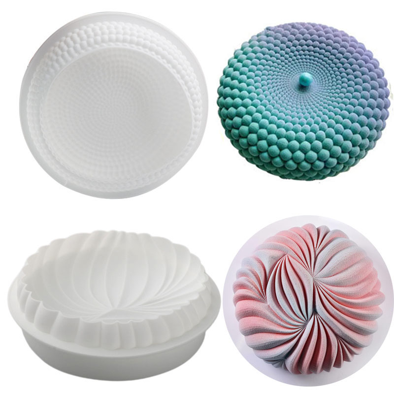Kitchen Appliances Packages - รอบมูสเค้กสําหรับเบเกอรี่ขนาดใหญ่ Dunes แม่พิมพ์ซิลิโคน 3D เรขาคณิตไข่มุก Pastry