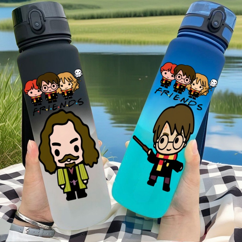 Kitchen Appliances Large - 650ML Harry Potter อะนิเมะถ้วยน้ําแบบพกพาเด็กกีฬากลางแจ้งขนาดใหญ่ความจุพลาสติก Antidrip ขวดน้ํา