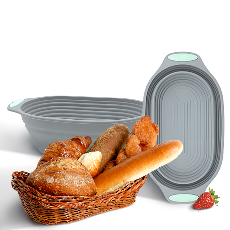 Kitchen Appliances Packages - ตะกร้าพับได้ทำจากซิลิโคนสำหรับพักแป้งขนมปัง 1 ชิ้น - ชามอบขนมปังซาวโดว์ อุปกรณ์ครัวเกรดอาหาร