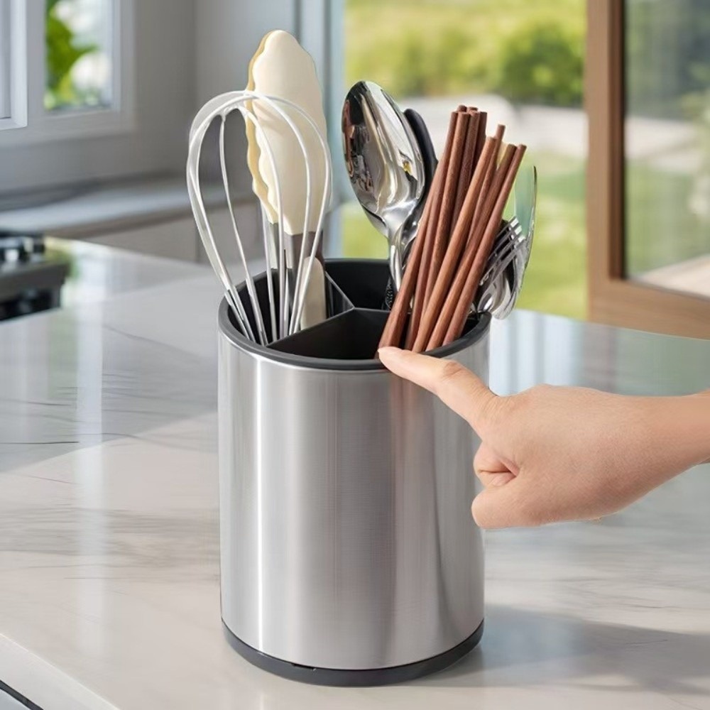 Kitchen Appliances Large - ที่ใส่อุปกรณ์ครัวขนาดใหญ่ สแตนเลส ป้องกันสนิม ที่จัดเก็บมีดและช้อนส้อมในครัว ถอดออกได้ กรองน้ำได้