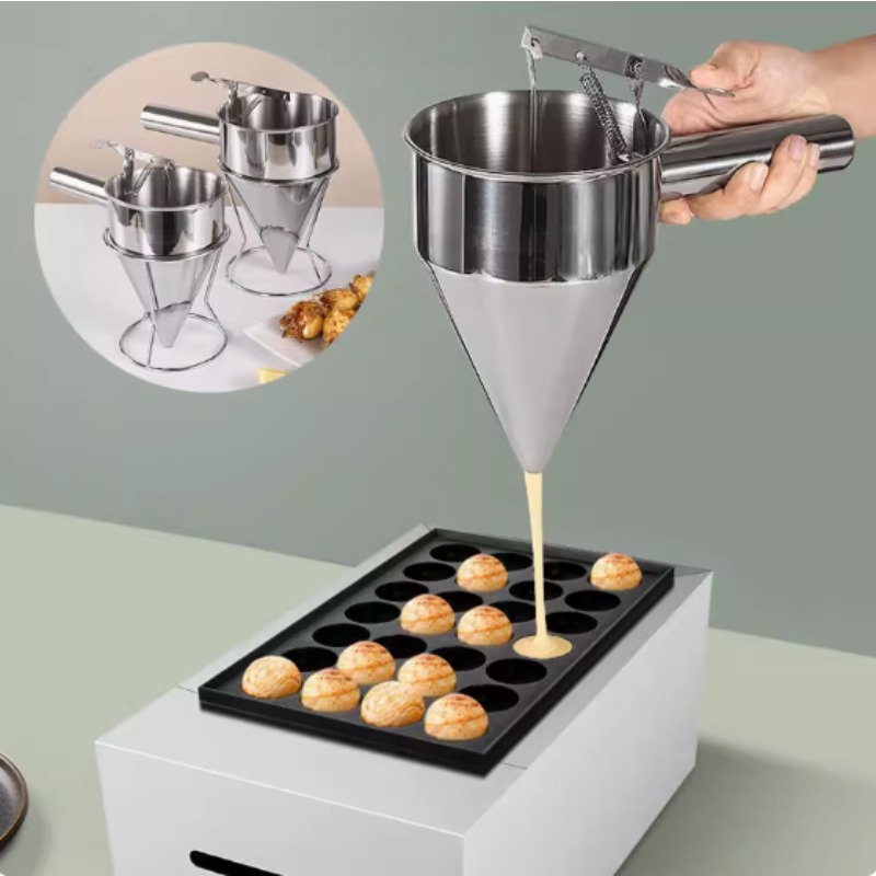 Kitchen Appliances Packages - กรวยจ่ายของเหลวสแตนเลสขนาด 600/1200 มล., อุปกรณ์ทำโอ๊คโทปัสบอล, อุปกรณ์ครัวสำหรับทำอาหารพร้อมด้ามจับและขาตั้ง
