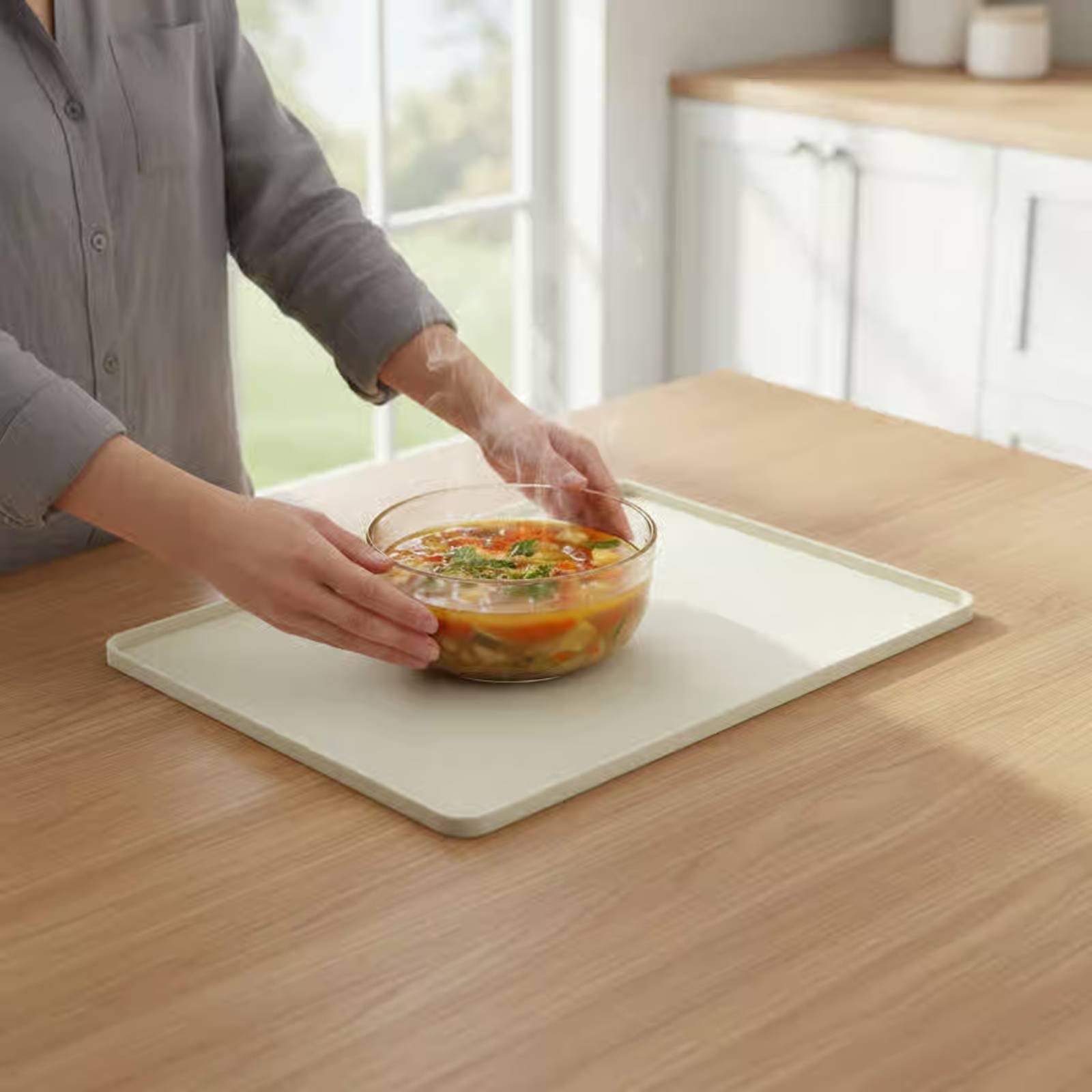 Kitchen Appliances In - แผ่นรองซิลิโคนสำหรับไมโครเวฟ แผ่นป้องกันเตาไมโครเวฟแบบยืดหยุ่น ถาดซิลิโคนสำหรับเครื่องใช้ไฟฟ้า ป้องกันการหก อุปกรณ์เสริมในครัว