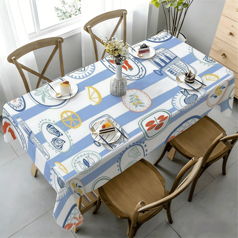ผ้าปูโต๊ะสี่เหลี่ยมลายทางสีฟ้า - Kitchen Appliances White บทวิจารณ์และราคา