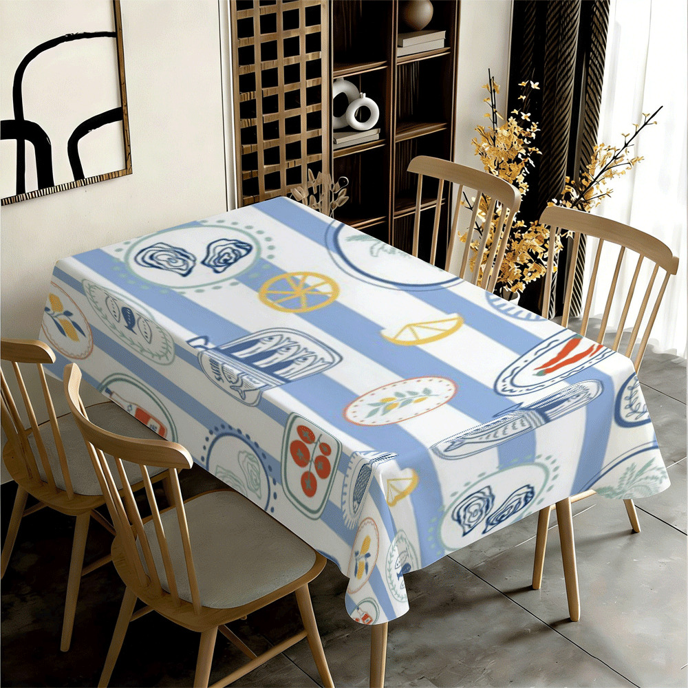 ผ้าปูโต๊ะสี่เหลี่ยมลายทางสีฟ้า - Kitchen Appliances White บทวิจารณ์และราคา