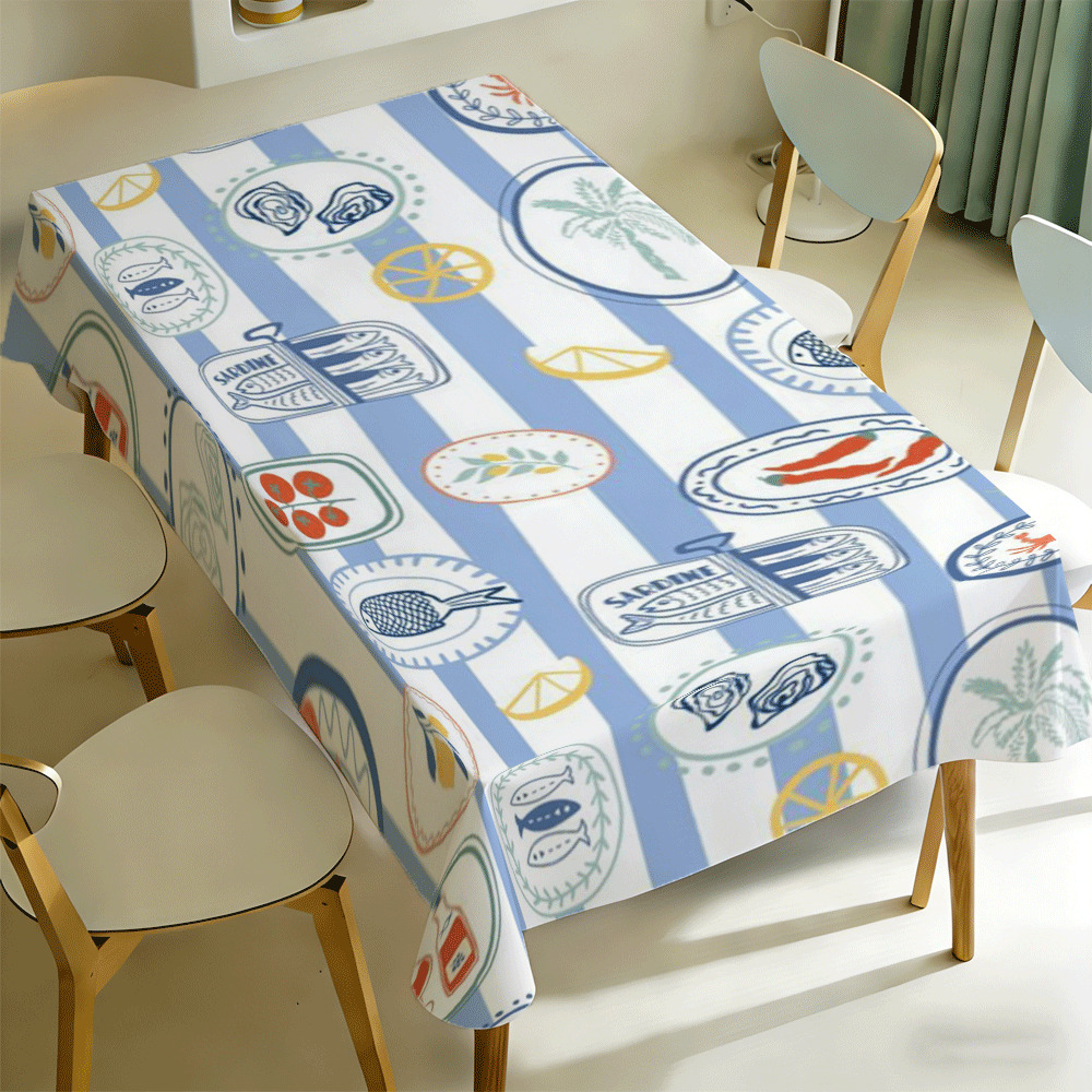 ผ้าปูโต๊ะสี่เหลี่ยมลายทางสีฟ้า - Kitchen Appliances White บทวิจารณ์และราคา