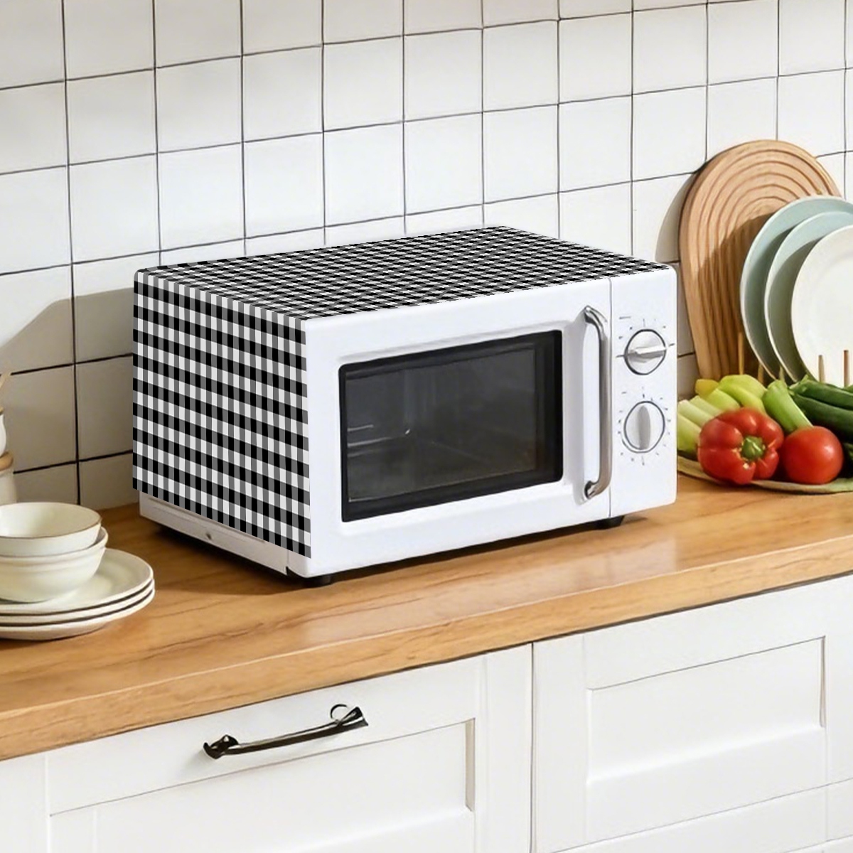 ผ้าคลุมเตาไมโครเวฟลายสก๊อตสีขา - Kitchen Appliances White บทวิจารณ์และราคา